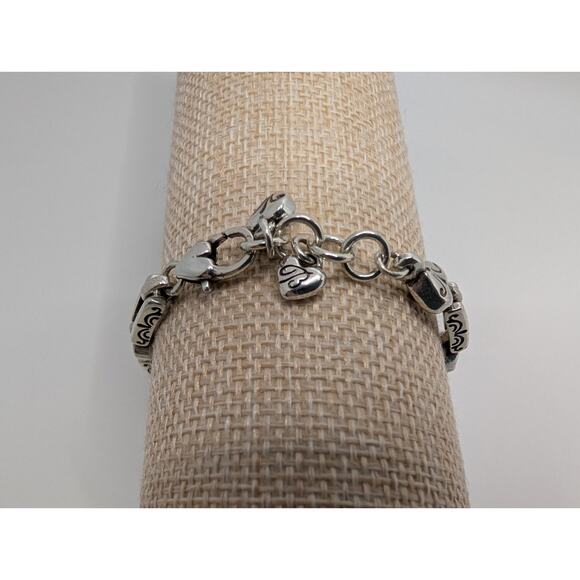 Brighton Silver Tone Heart Link Bracelet 7.5 Inch Adjustable Chain - Picture 4 of 8